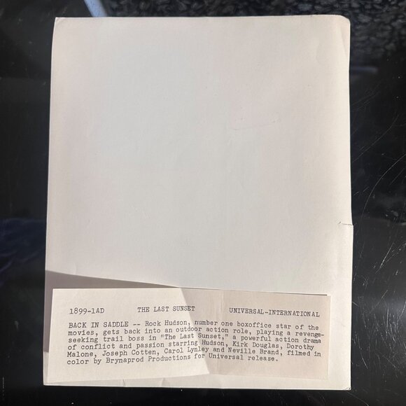 Vintage 1961 "The Last Sunset" Rock Hudson Black & White Headshot Universal Inte - Picture 5 of 13